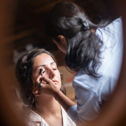 Glow Hair Studio featured in Erica and Rob’s Rustically Elegant Wedding at Maple Meadow Farm