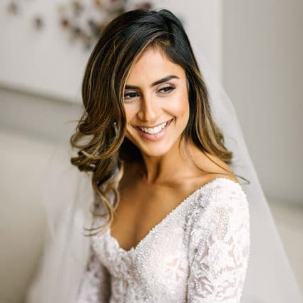 Berta Bridal featured in Jaspreet and Chris’ Cozy-Chic Wedding at 99 Sudbury Event Space