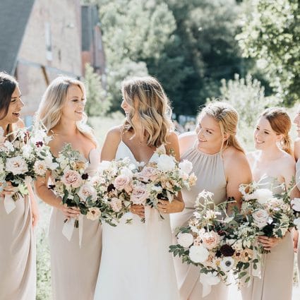 Dawna Boot Makeup featured in Leslie and Damien’s Rustic-Chic Wedding at Evergreen Brick Works