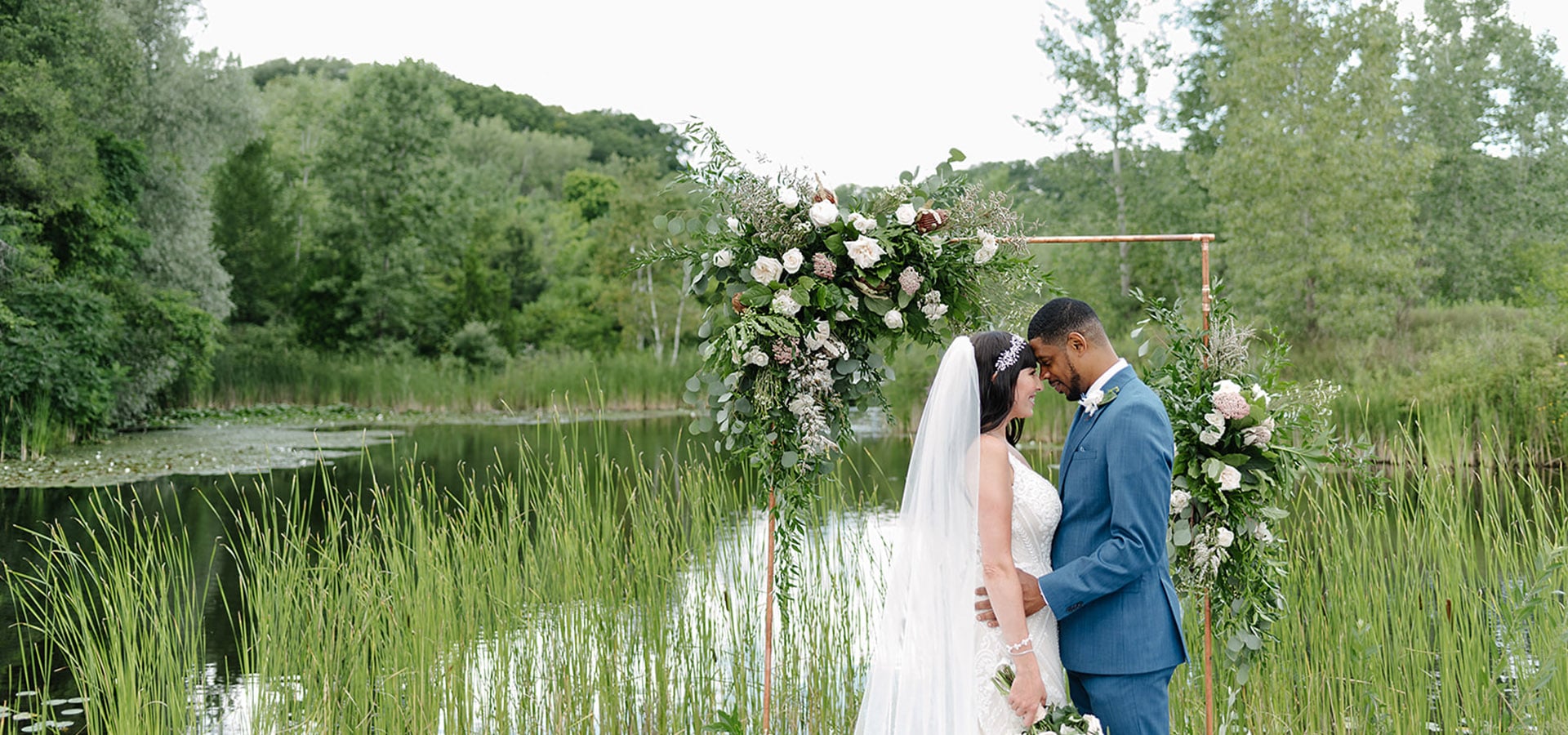 Hero image for Stephanie and Shaki’s Tropical Meets Industrial Style Wedding at Evergreen Brick Works