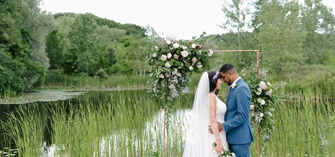 Stephanie and Shaki's Tropical Meets Industrial Style Wedding at Evergreen Brick Works