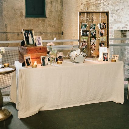 Contemporary Furniture Rentals featured in Jenna and Rob’s Chic Wedding at the Fermenting Cellar