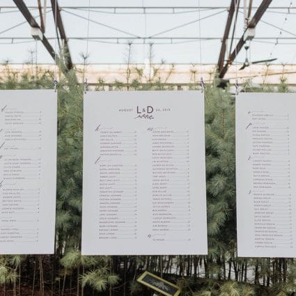 Paper & Poste featured in Leslie and Damien’s Rustic-Chic Wedding at Evergreen Brick Works