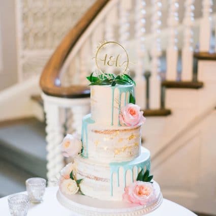 Daan Go Cake Lab featured in Tina and Kevin’s Intimate Winter Wedding at the Estates of Su…