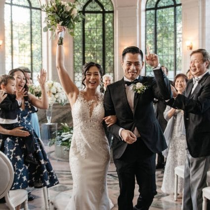 Becker's Bridal featured in Cassie and Phil’s Timelessly Romantic Wedding at Casa Loma