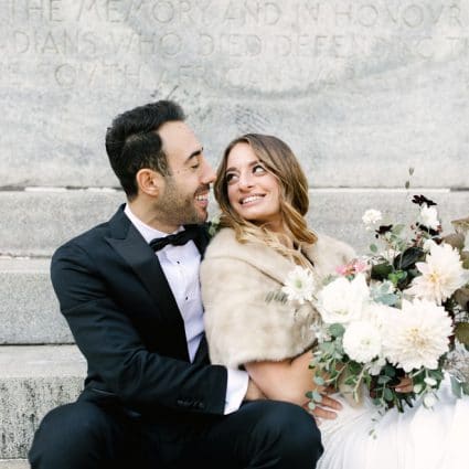 Blush & Bowties featured in Amy and Jason’s City Chic Wedding at Steam Whistle Brewery