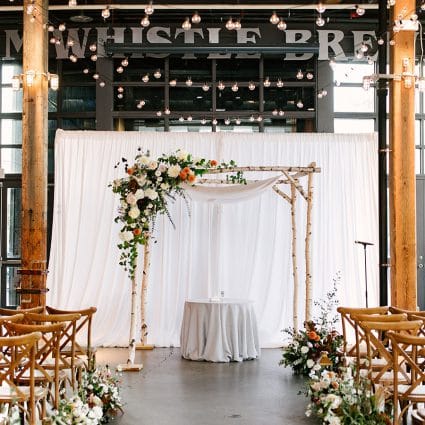 Nous Design Group featured in Amy and Jason’s City Chic Wedding at Steam Whistle Brewery