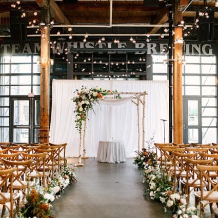 Steam Whistle Brewery featured in Amy and Jason’s City Chic Wedding at Steam Whistle Brewery