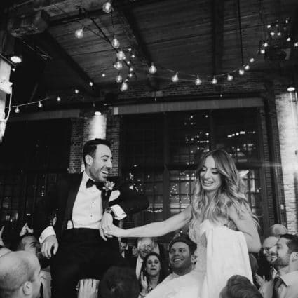 St. Royal Entertainment featured in Amy and Jason’s City Chic Wedding at Steam Whistle Brewery