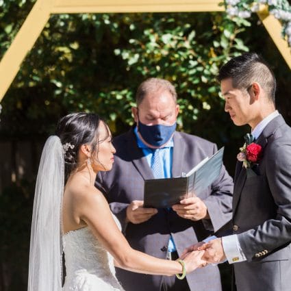 Enduring Promises featured in A Colourful Backyard Wedding for Alyssa and Michael