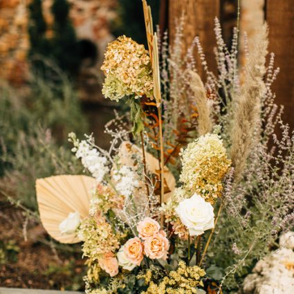 Cedar & Stone Floral Studio featured in Katie and Phil’s Gorgeous Wedding at Elora Mill