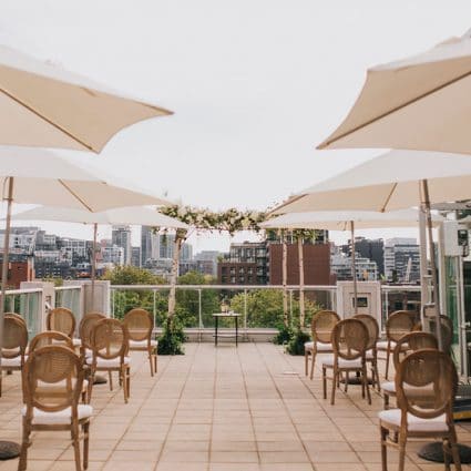 Melissa Baum Events featured in Courtney and Shael’s Rooftop Wedding at The SOHO Hotel