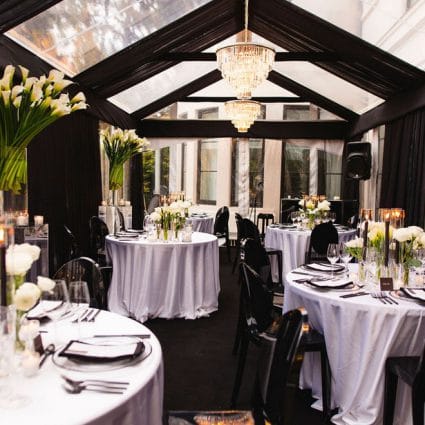 Detailz Couture Event Rentals featured in Jessica and Tommy’s Romantic Tented Backyard Wedding