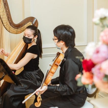 Denise Fung, Harpist featured in Kefei and Aiqi’s fairy-tale wedding at the Fairmont Royal York