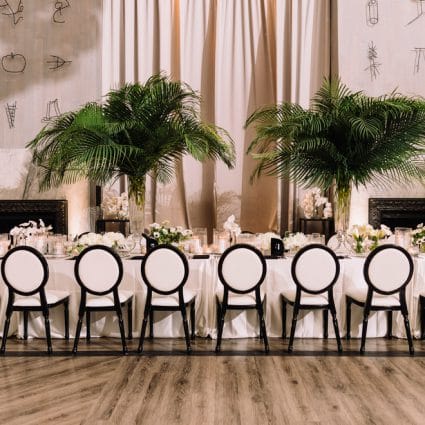 Detailz Couture Event Rentals featured in Shayla and Leslie’s Modern Chic Wedding at Terroni