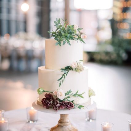 Flour and Flower Cake Design featured in Natalie and Richard’s Charming Rustic Wedding at Steam Whistl…