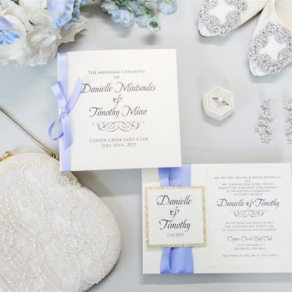 Stephita Invitations featured in Danielle and Tim’s Gorgeous Tented Wedding at Copper Creek Go…