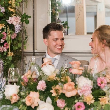 Kleinfeld Hudson's Bay featured in Emily and Jared’s Intimate Wedding at The Doctor’s House