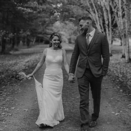Moore's Clothing for Men featured in Danielle and Keith’s Sweet Rustic Wedding At The Bradford Barn