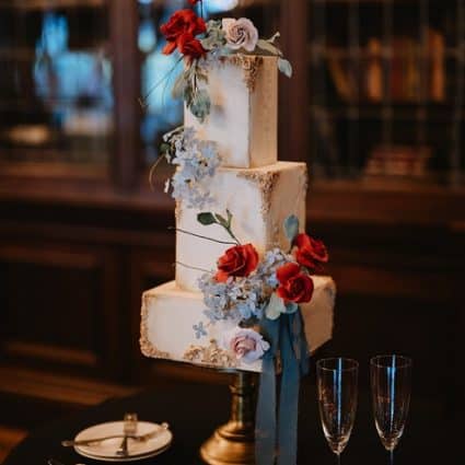 Yue's Cake Boutique featured in Erin and Chris’ Celestial Garden Wedding at Casa Loma