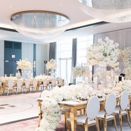 Bliss Rentals & Events Inc featured in Lucy and Ekeng’s Magnificently Luxe Wedding at Hotel X Toronto