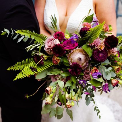 The Flower 597 featured in Hilary and Dan’s Colourful Modern Wedding at The Globe and Ma…