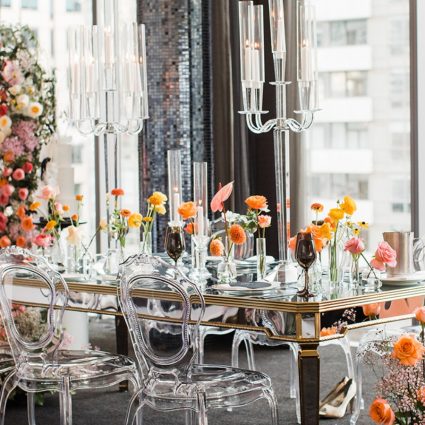 Oliver & Bonacini Catering featured in Sarah and Dave’s Bloomful Modern Wedding at Malaparte