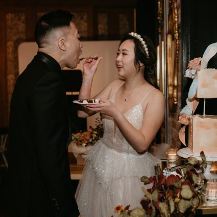 Felichia Bridal featured in Nat and Tommy’s Enchantingly Romantic Wedding at Cluny Bistro
