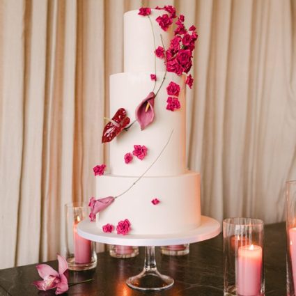 Finespun Cakes & Pastries featured in Daniela and Ario’s Tropical Modern Wedding at Canoe Restaurant