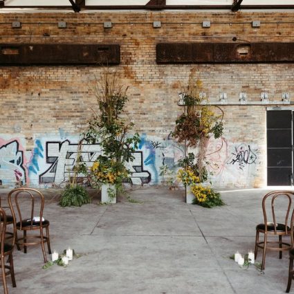 Bisous Events featured in Jensen and Matt’s Earthy-Chic Wedding at Evergreen Brickworks