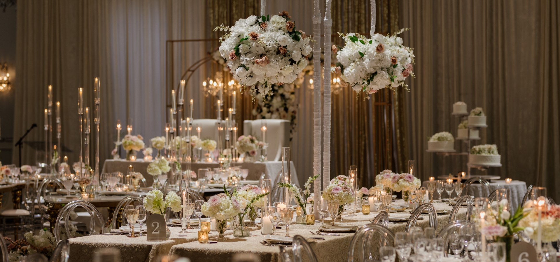 Hero image for Sofia and Salvador Luxurious Crystal and Floral Wedding at The Venetian Banquet Hall