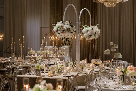 Sofia and Salvador's Luxurious Crystal and Floral Wedding at The Venetian Banquet Hall
