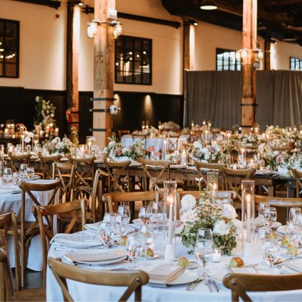 CN Tower featured in Courtney and William’s Warm Rustic Wedding at Steam Whistle B…