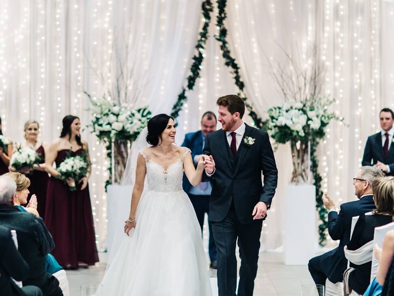 Waterfall of Lights Backdrop Ceremony