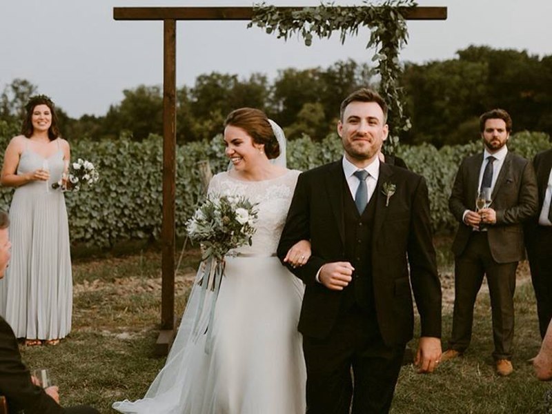 Beautiful Becker's Bride in her A line gown.