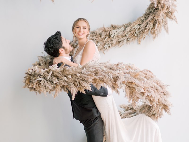 Custom Pampas Grass Spiral Arch