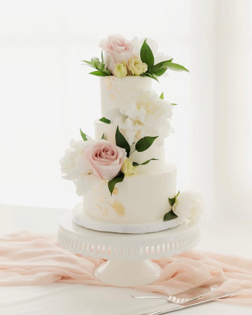 Rosey Waterfall Wedding Cake Flowers in Kitchener, ON - CAMERONS FLOWER SHOP