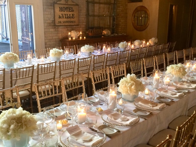 CHAMELEON EVENTS- This chic wedding was an intimate affair. Accented with neutral florals and candle light, guests indulged with cocktails and dinner inside and out. We love creating a warm inviting space.