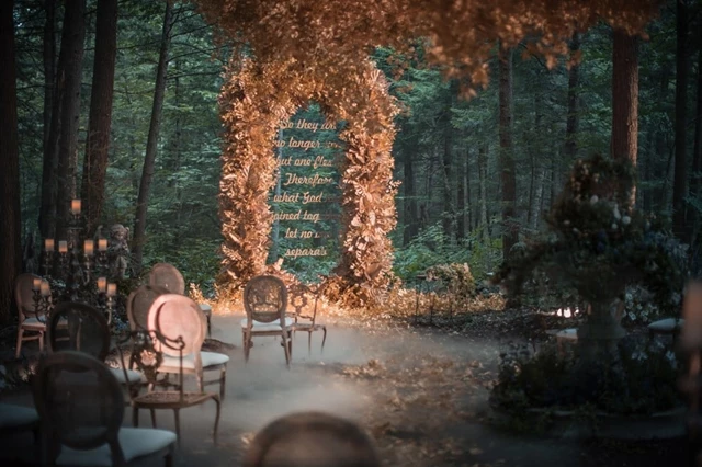 Enchanted Forest Ceremony with Custom Floral Installation