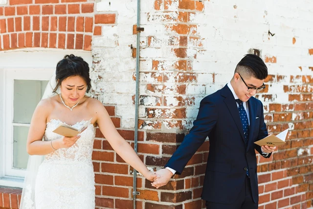 Bride and groom first look
