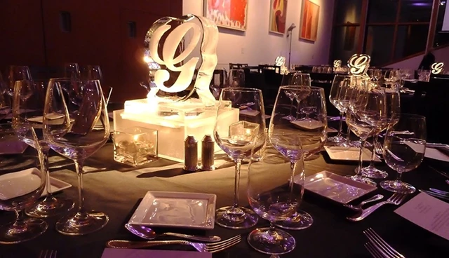 Custom Monogram or Intial centrepiece - is a lovely way to create a statement on each table, giving guests their own mini ice sculpture at each table.