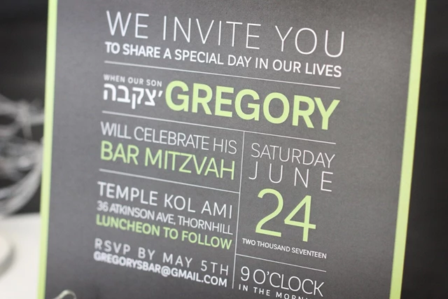 Modern square Bar Mitzvah Invitation