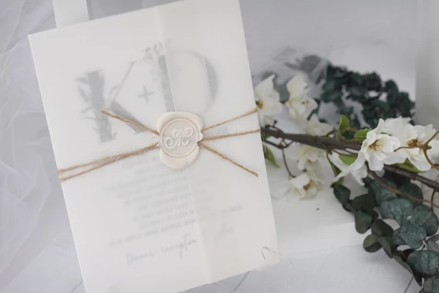Rustic Wedding Invitation with wax seal