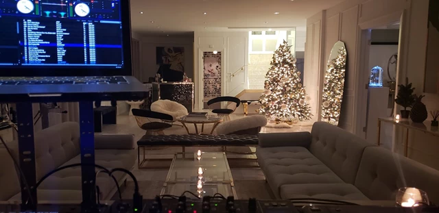 Setup for a private Christmas party