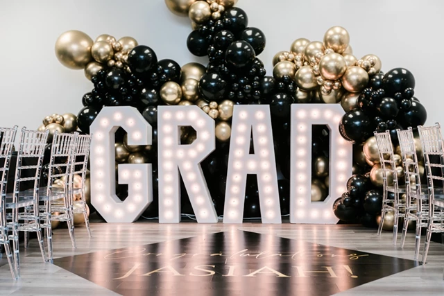 Grad Balloons with Marquee Letters