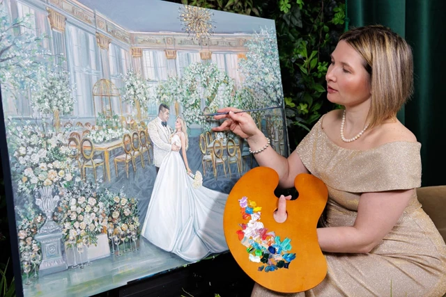Entertainment: Live Wedding Painter Toronto | Olga Pankova Portrait Artist 10