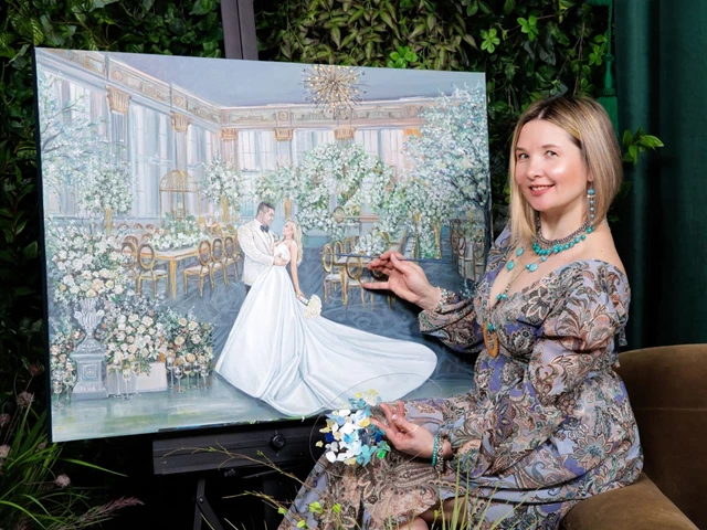 Entertainment: Live Wedding Painter Toronto | Olga Pankova Portrait Artist 9