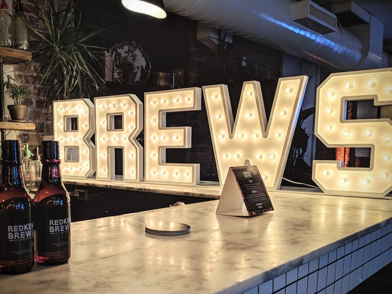 Redken Launch Event, BREWS, Small Marquee Letters