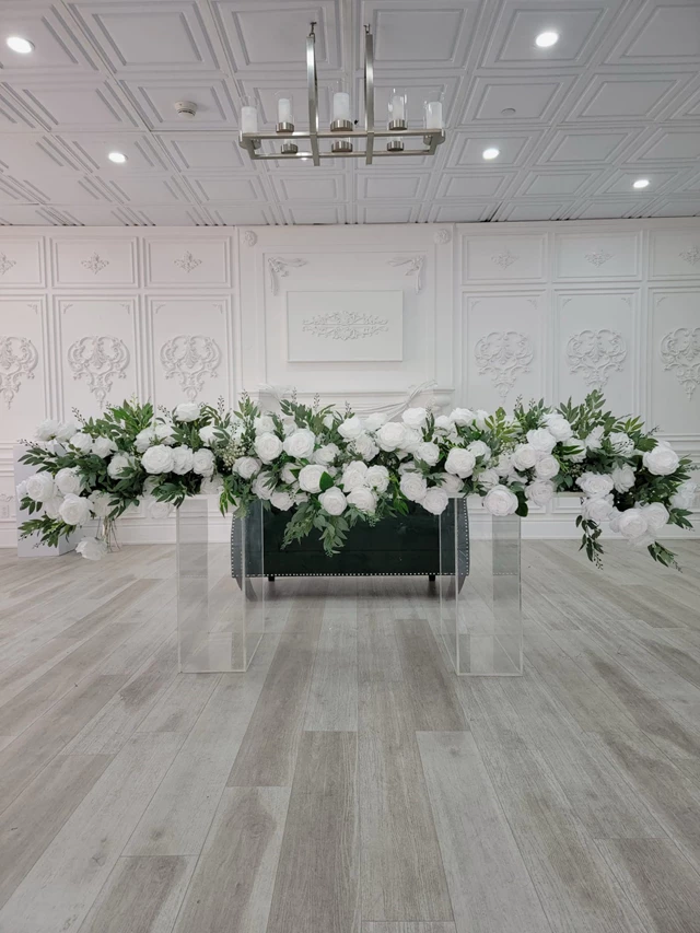 Wedding Head Table - Floral Runner, Ghost Table