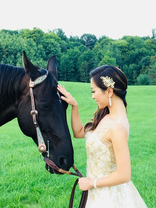 Engagement photo shoot with horse